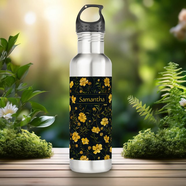 Elegant Yellow Buttercup Flower Pattern 710 Ml Water Bottle (Creator Uploaded)