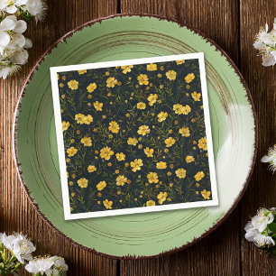 Elegant Yellow Buttercup Flowers Mother's Day Napkin
