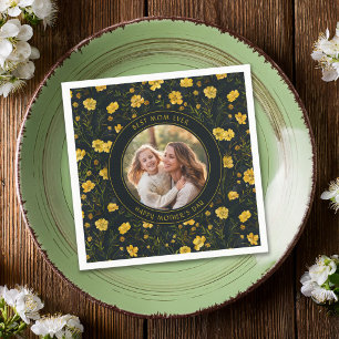 Elegant Yellow Buttercup Flowers Mother's Day Napkin