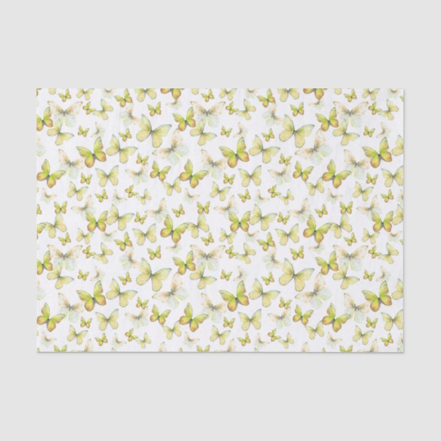 Elegant Yellow Butterflies Pattern  Tissue Paper (Front)