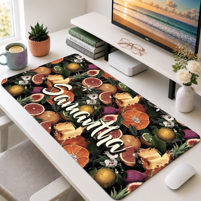 Elegant Yellow Citrus Orange Fruit Pattern Desk Mat (Creator Uploaded)