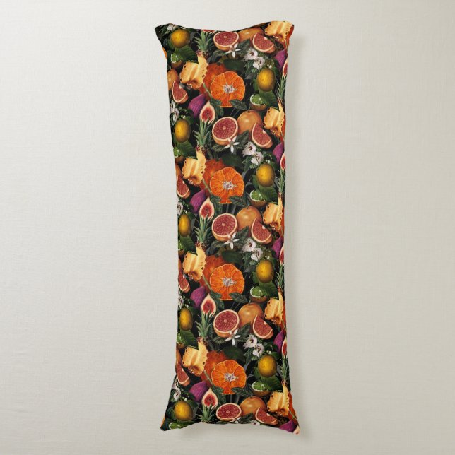 Elegant yellow citrus oranges fruits pattern body cushion (Front Vertical)