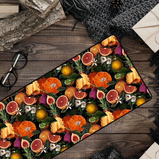 Elegant yellow citrus oranges fruits pattern desk mat (Creator Uploaded)