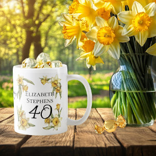 Elegant Yellow Daffodils Floral 40th Birthday Coffee Mug