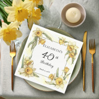 Elegant Yellow Daffodils Floral 40th Birthday