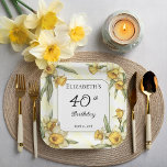 Elegant Yellow Daffodils Floral 40th Birthday Paper Plate<br><div class="desc">Elegant yellow daffodils floral design "40th Birthday" design featuring a floral square frame of daffodils surrounding a white and green frame on a distressed yellow and white background.</div>
