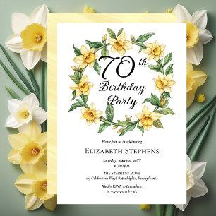 Elegant Yellow Daffodils Floral 70th Birthday Invitation