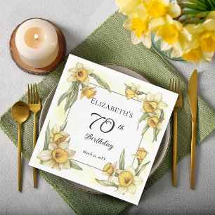 Elegant Yellow Daffodils Floral 70th Birthday Napkin