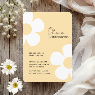 Elegant Yellow Daisy Spring Birthday Invitation