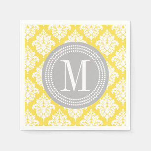 Elegant Yellow Damask Personalised Napkin