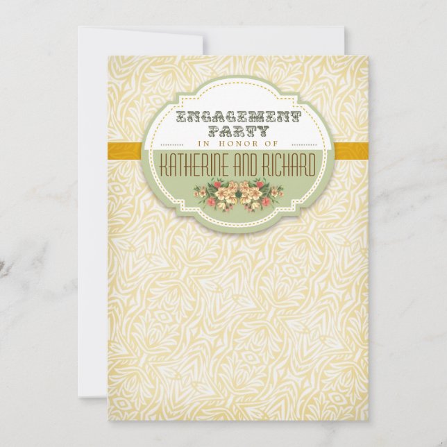 elegant yellow engagement party invitations (Front)