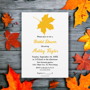Elegant Yellow Fall Leaves Rustic Bridal Shower Invitation