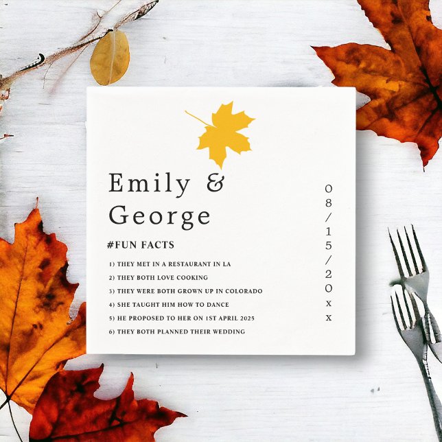 Elegant Yellow Fall Leaves Rustic Floral Wedding Napkin (Creator Uploaded)