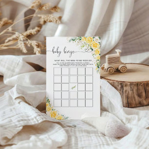 Elegant Yellow Floral Baby Shower Baby Bingo Game