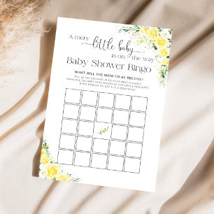 Elegant Yellow Floral Baby Shower Game Bingo