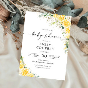 Elegant Yellow Floral Baby Shower Invitation