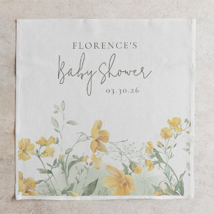 Elegant Yellow Floral Baby Shower Napkin