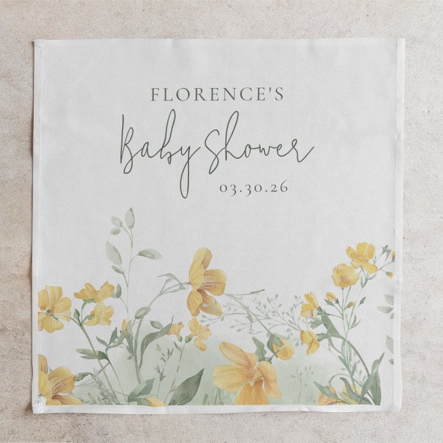 Elegant Yellow Floral Baby Shower Napkin (Creator Uploaded)