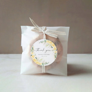 Elegant Yellow Floral Baby Shower Sticker