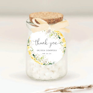 Elegant Yellow Floral Baby Shower Sticker