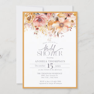 Elegant Yellow Floral Bridal Shower Invitation