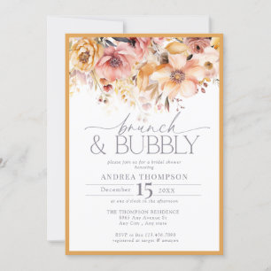 Elegant Yellow Floral Brunch & Bubbly  Invitation