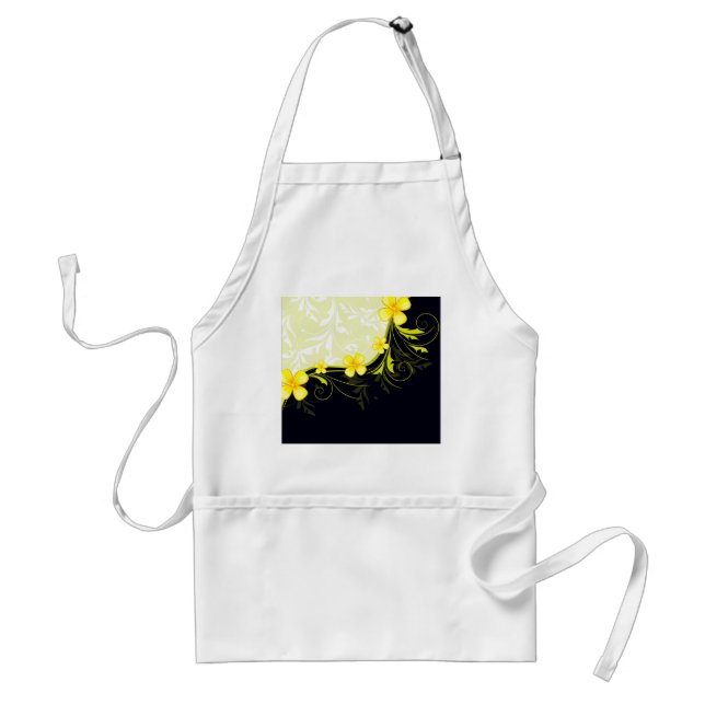 Elegant Yellow Floral Damask Standard Apron (Front)