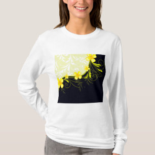 Elegant Yellow Floral Damask T-Shirt