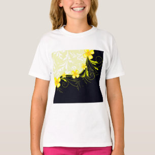 Elegant Yellow Floral Damask T-Shirt