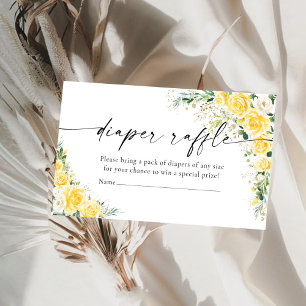 Elegant Yellow Floral Diaper Raffle Enclosure Card