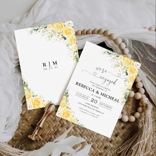 Elegant Yellow Floral Engagement Party Foam Board Invitation
