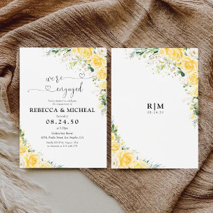 Elegant Yellow Floral Engagement Party Foam Board Invitation