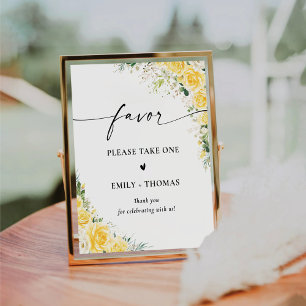 Elegant Yellow Floral Favour Sign