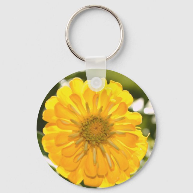 Elegant yellow floral flower daisy key ring (Front)