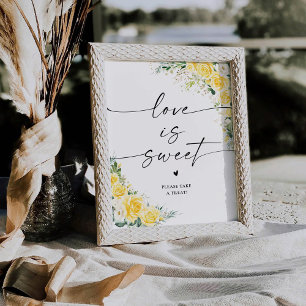 Elegant Yellow Floral Love Is Sweet Sign