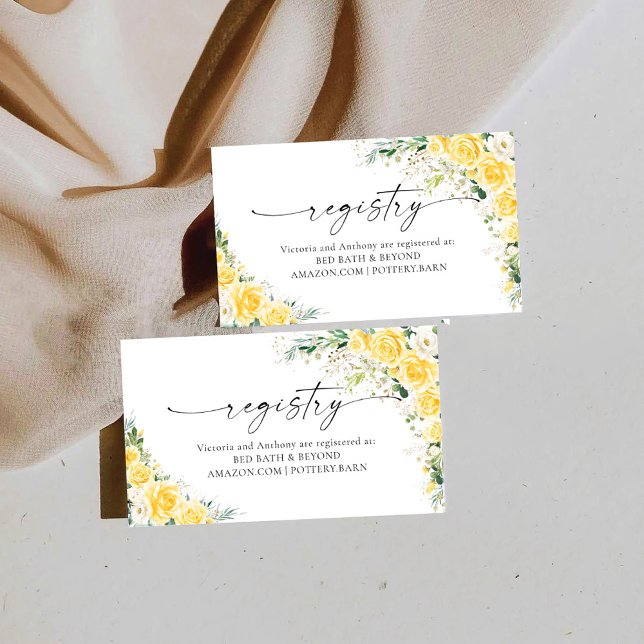 Elegant Yellow Floral Registry Enclosure Card (Creator Uploaded)