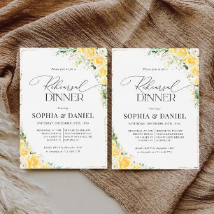 Elegant Yellow Floral Rehearsal Dinner Invitation