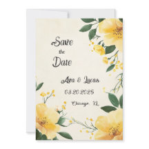 Elegant Yellow Floral Save the Date Card