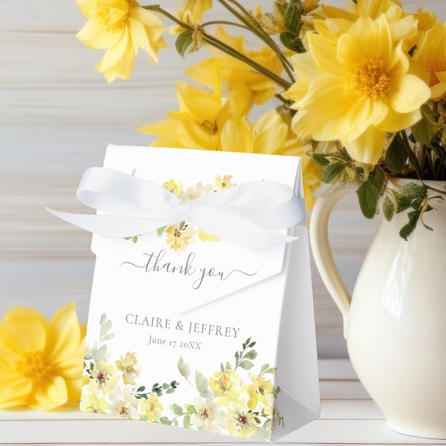 Elegant Yellow Floral Spring Wedding Favour Box (Creator Uploaded)