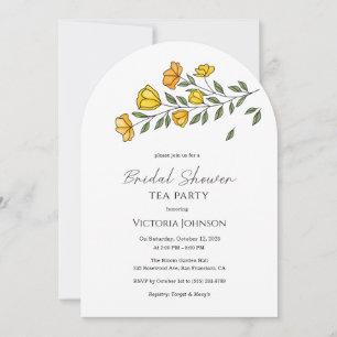 Elegant Yellow Floral Tea Party Shower Invite