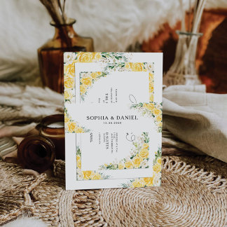 Elegant Yellow Floral The Wedding Of Invitation Belly Band
