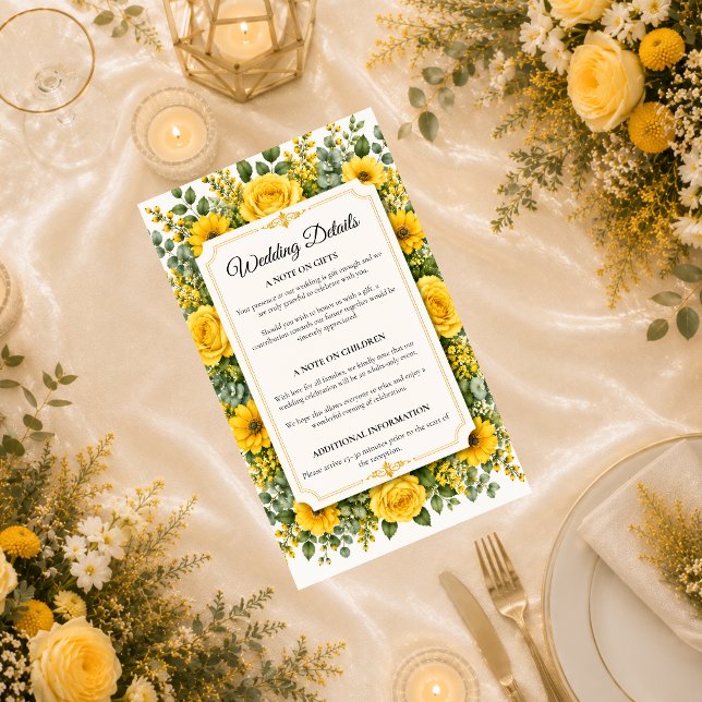 Elegant Yellow Floral Wedding Enclosure Card (Creator Uploaded)