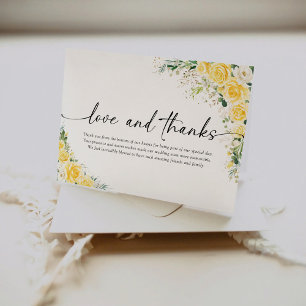 Elegant Yellow Floral Wedding Folded Thank You Card