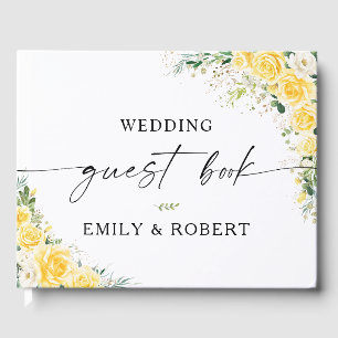 Elegant Yellow Floral Wedding Guest Book