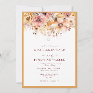 Elegant Yellow Floral Wedding Invitation
