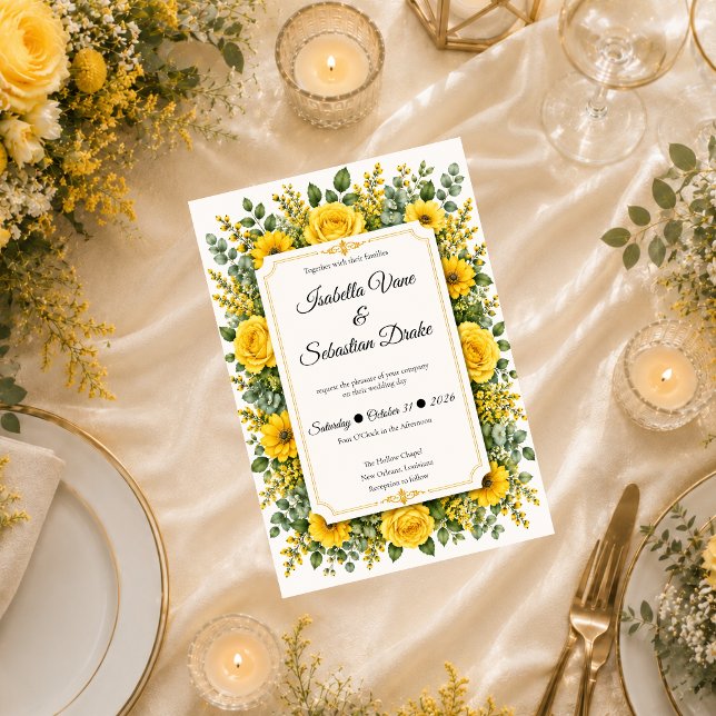 Elegant Yellow Floral Wedding Invitation (Creator Uploaded)