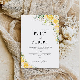 Elegant Yellow Floral Wedding Invitation