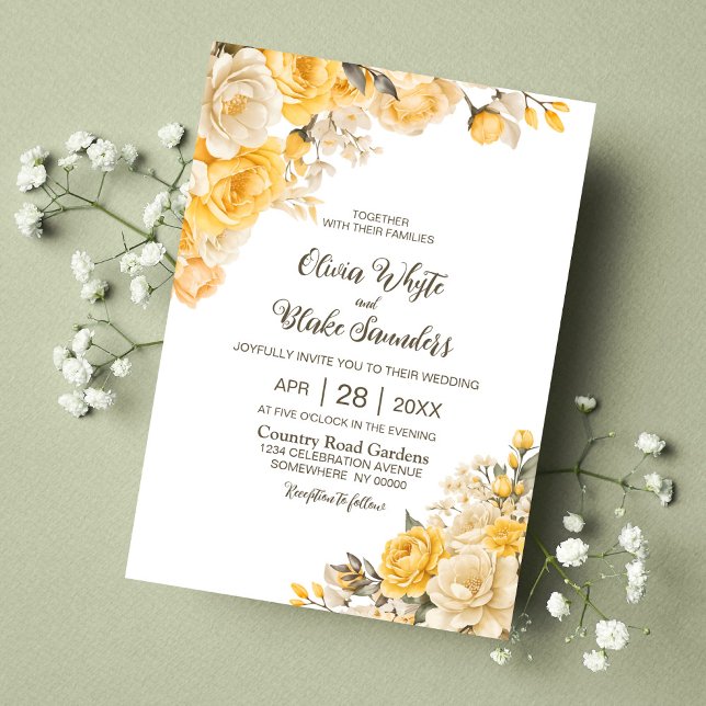 Elegant Yellow Floral Wedding Invitation (Creator Uploaded)