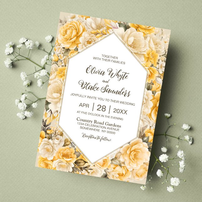 Elegant Yellow Floral Wedding Invitation (Creator Uploaded)