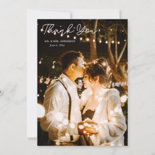 Elegant Yellow Floral Wedding Photo Thank You Card